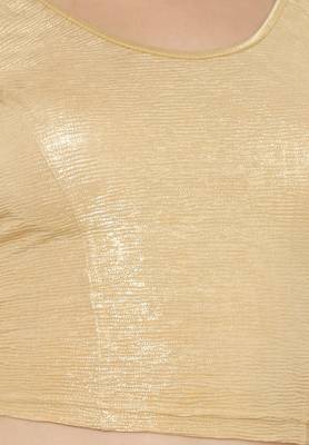 Salwar Studio Women's Gold Shimmer Lycra Stretchable Readymade Saree Blouse 4
