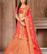 Pink Satin Embroidery Designer Wedding Lehenga