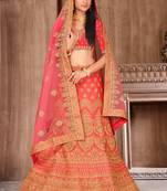 Pink Satin Embroidery Designer Wedding Lehenga