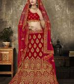 Red Velvet Heavy Embroidery Designer Lehenga