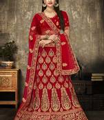 Red Velvet Heavy Embroidery Designer Lehenga