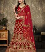 Red Velvet Heavy Embroidery Designer Lehenga