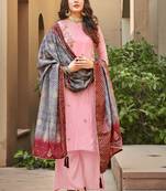 Light Peach SIlk Embroidery Palazzo Style Suit