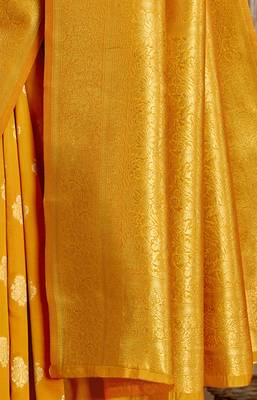 Mustard woven jacquard saree with blouse 3