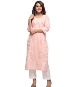 KAAJH Peach Zigzag Printed Cotton Kurta