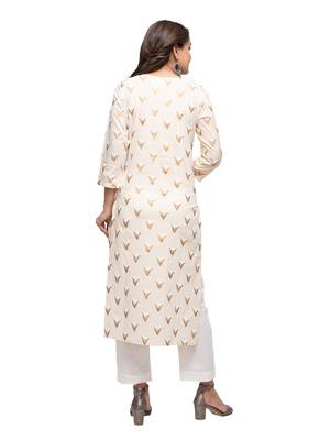 Off-white printed cotton kurtas-and-kurtis 2