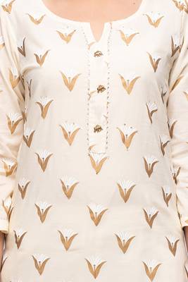 Off-white printed cotton kurtas-and-kurtis 5