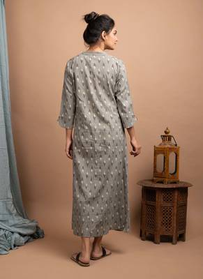 KAAJH Grey Printed Cotton Anarkali Kurta 2