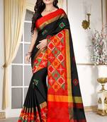 Black embroidered cotton silk saree with blouse
