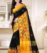 Gold embroidered cotton silk saree with blouse