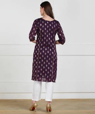 SWAGG INDIA Womens Wear Chaderi Brocade Violet Kurti 4