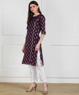 SWAGG INDIA Womens Wear Chaderi Brocade Violet Kurti 5