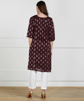 SWAGG INDIA Womens Wear Chaderi Brocade Maroon Kurti 2