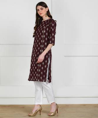 SWAGG INDIA Womens Wear Chaderi Brocade Maroon Kurti 3