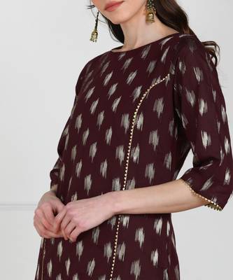 SWAGG INDIA Womens Wear Chaderi Brocade Maroon Kurti 4
