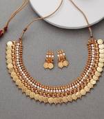 Gold pearl necklace-sets