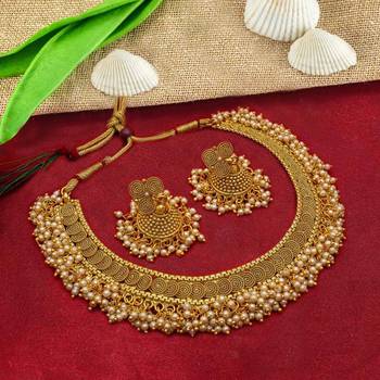 Gold pearl necklace-sets 1