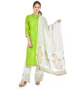 green  Women Kurta and palazzo with dupatta Set