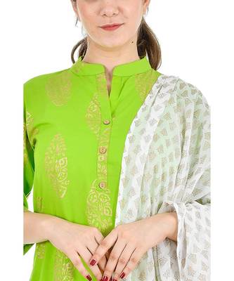 green  Women Kurta and palazzo with dupatta Set 2