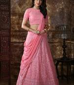 Pink Georgette Bridal Designer Lehengas