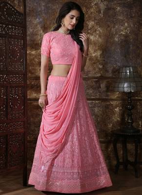 Pink Georgette Bridal Designer Lehengas 2