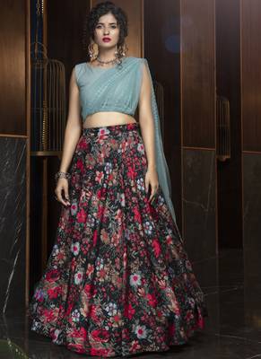 Black Cotton Party Wear Designer Lehenga 1