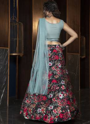 Black Cotton Party Wear Designer Lehenga 4