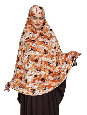 JSDC Islamic Wear Women Printed Stitched Spun Lycra Abaya Hijab Without Sleeves 1