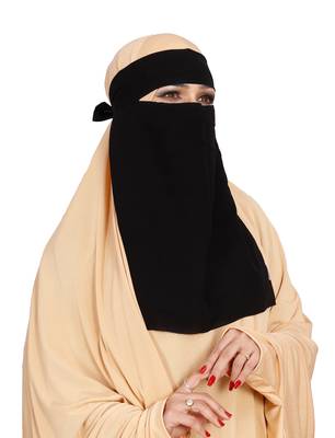 JSDC Women Chiffon Fabric Plain Single Layer Niqab Nosepiece Hijab Scarf 1