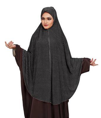 JSDC Women Occasion Wear Polka Dot Printed Stitched Imported Jersey Abaya Hijab Without Sleeves 1