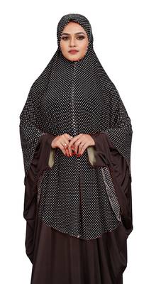 JSDC Women Occasion Wear Polka Dot Printed Stitched Imported Jersey Abaya Hijab Without Sleeves 2