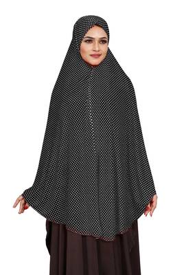 JSDC Women Occasion Wear Polka Dot Printed Stitched Imported Jersey Abaya Hijab Without Sleeves 3