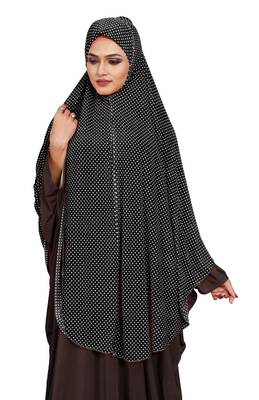 JSDC Women Occasion Wear Polka Dot Printed Stitched Imported Jersey Abaya Hijab Without Sleeves 4