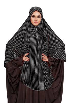 JSDC Women Occasion Wear Polka Dot Printed Stitched Imported Jersey Abaya Hijab Without Sleeves 5