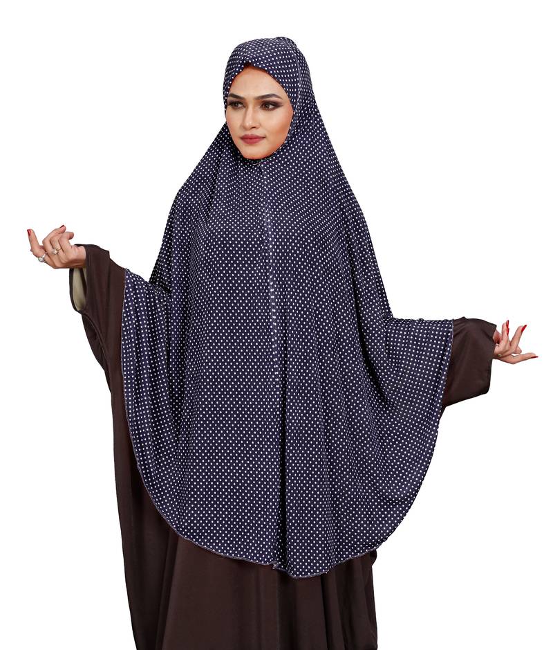 JSDC Women Namazi Wear Polka Dot Printed Stitched Imported Jersey Abaya Hijab Without Sleeves