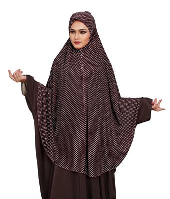 JSDC Women Party Wear Polka Dot Printed Stitched Imported Jersey Abaya Hijab Without Sleeves 1