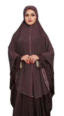 JSDC Women Party Wear Polka Dot Printed Stitched Imported Jersey Abaya Hijab Without Sleeves 2