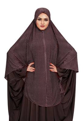JSDC Women Party Wear Polka Dot Printed Stitched Imported Jersey Abaya Hijab Without Sleeves 5