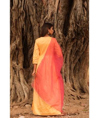 pure jaam silk gown in angrakha style along with pure organza dupatta with complete hand work 2