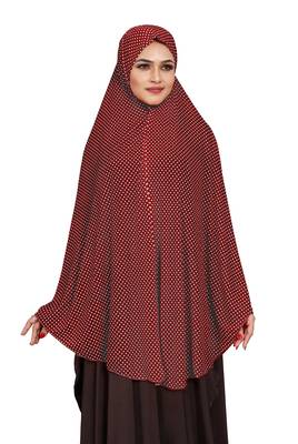 JSDC Women Polka Dot Printed Stitched Imported Jersey Abaya Hijab Without Sleeves 3