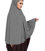 JSDC Women Strips Printed Stitched Organic Jersey Abaya Hijab Without Sleeves