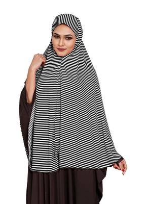 JSDC Women Strips Printed Stitched Organic Jersey Abaya Hijab Without Sleeves 3