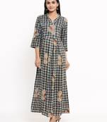 MAAESA Women's Rayon Gold Printed, Hand work & Gota Work Anarkali Kurta (Teal)