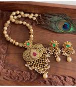 Divine antique kemp-green pearl necklace set-Dj05912