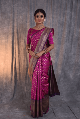 Pink Color Soft Kota Silk Thread Weaving Saree 1