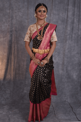 Black Color Soft Kota Silk Thread Weaving Saree 1