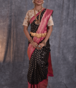 Black Color Soft Kota Silk Thread Weaving Saree