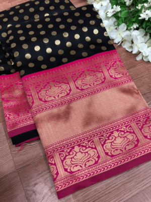 Black Color Soft Kota Silk Thread Weaving Saree 2
