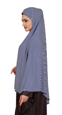JSDC Women Strips Printed Stitched Organic Jersey Abaya Hijab Without Sleeves 4