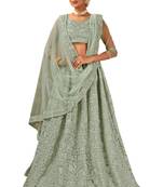 Lehenga Choli Resham Net in Pista Green
